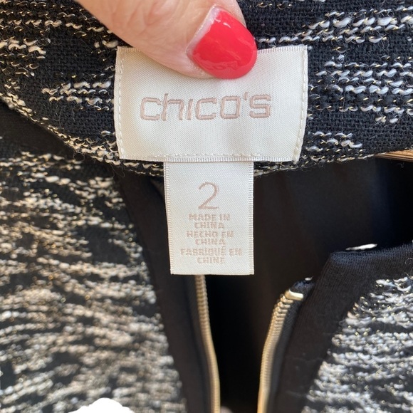 Chicos size 2 Mixed Jacquard Tweed and Jersey Knit Stylish Jacket (US L) NWOT - Picture 7 of 9